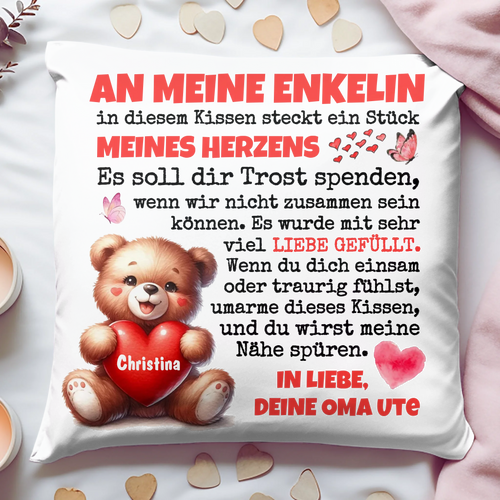 Personalisiertes Trostkissen für das Enkelkind – Mit Namen und Liebesbotschaft ❤️