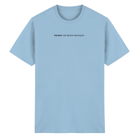 backen ist meine therapie – unisex t-shirt